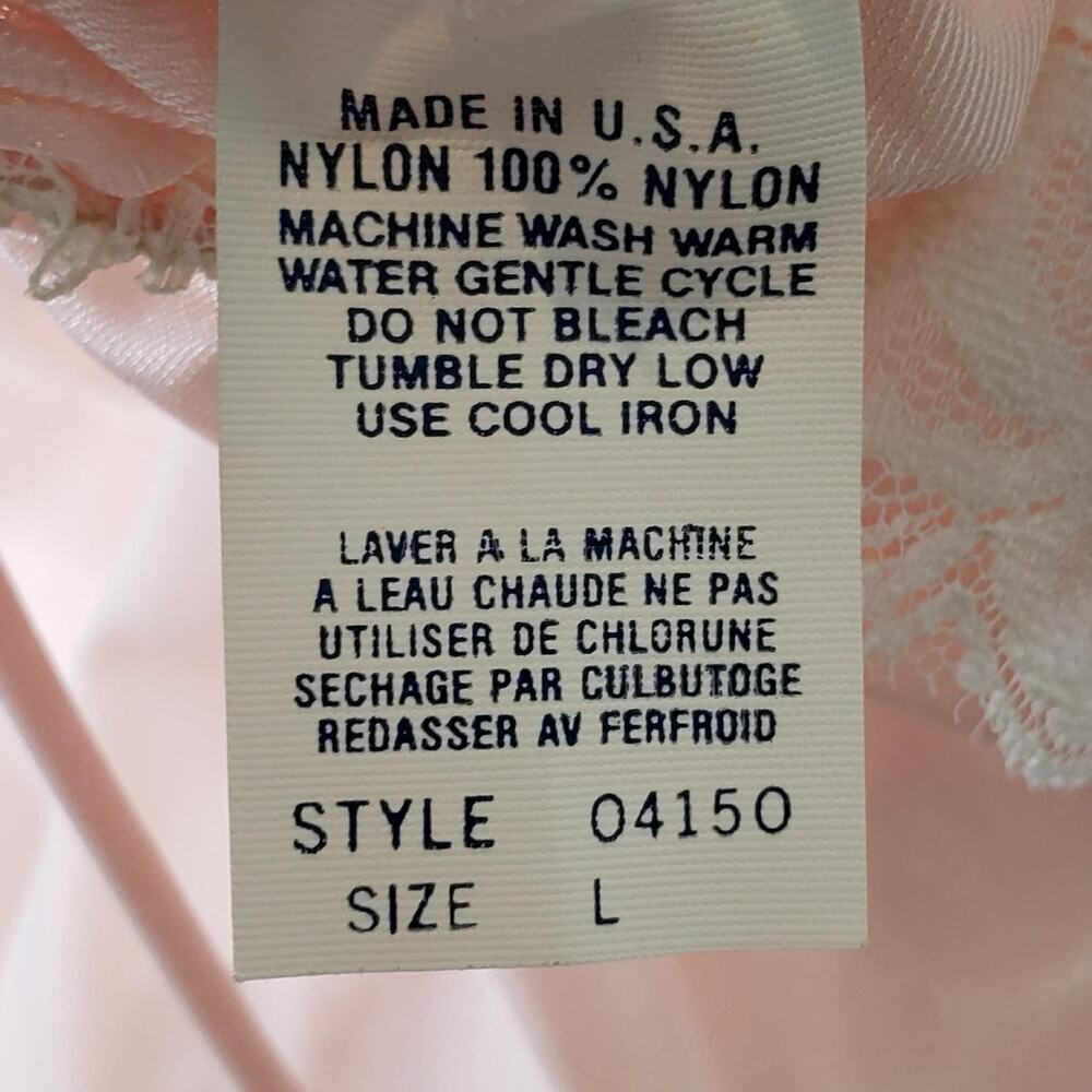 Vintage Long Lace Nightgown Sheer Robe Pink Ribbon Womens Size Large Peignor - Picture 12 of 13